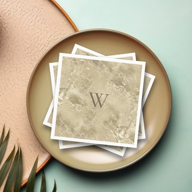 Elegant Gold Metallic Pattern with Monogram Napkin (Personalize with your monogram initial.)