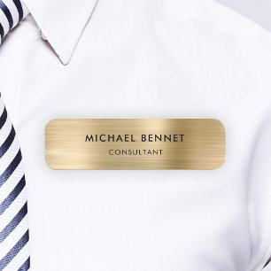 Elegant Gold Metallic Professional Business Name Tag