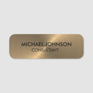 Elegant Gold Metallic Professional Business Name Tag