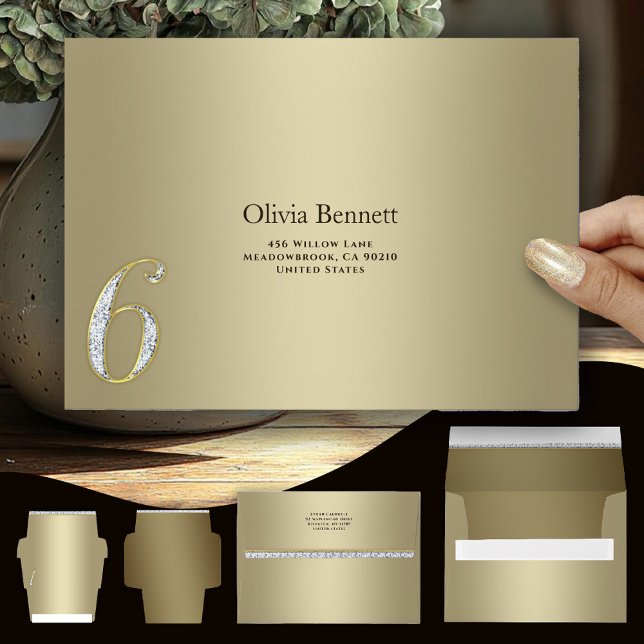 Elegant Gold Milestone 6 Anniversary  Envelope (Creator Uploaded)