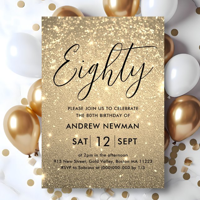 Elegant Gold Milestone Birthday Invitation (Creator Uploaded)
