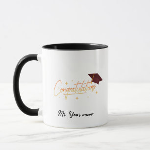 Elegant Gold Minimal Graduation School cap name Mug