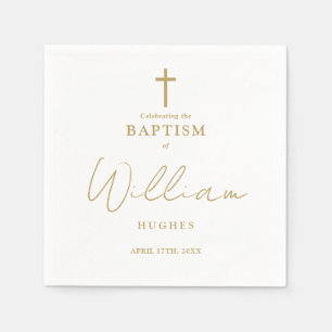 Elegant Gold Minimalist Baptism Christening Napkin
