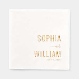 Elegant Gold Minimalist Calligraphy Foil Napkins
