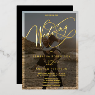 Elegant gold minimalist calligraphy photo wedding