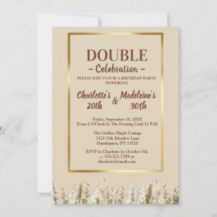 Elegant Gold Minimalist Joint Birthday Invitation