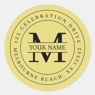 Elegant Gold minimalist return address  Classic Round Sticker