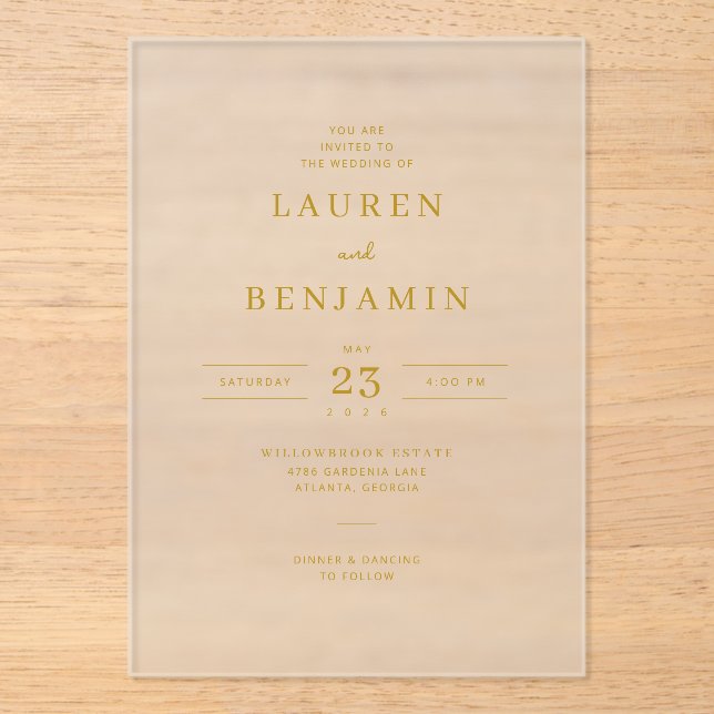 Elegant Gold Minimalist Wedding Invitation (Front)