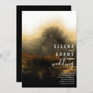 Elegant Gold Misty Watercolor Abstract Wedding Invitation