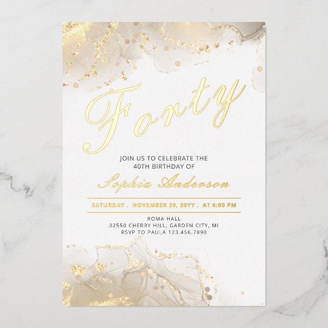 Elegant Gold Modern 40th Birthday (Front)