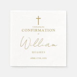 Elegant Gold Modern Minimalist Confirmation Napkin