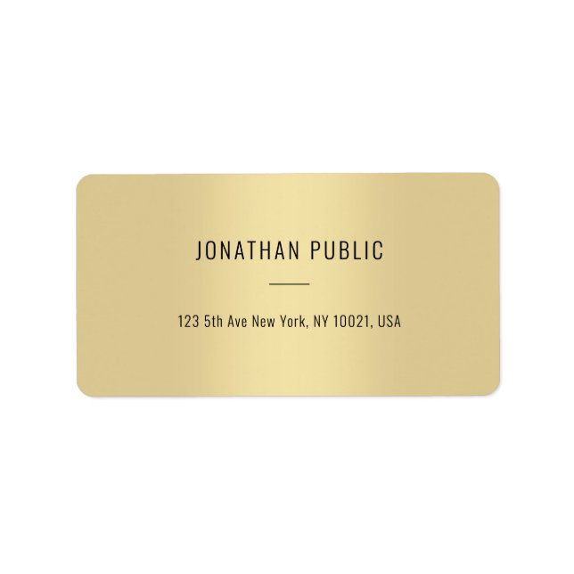 Elegant Gold Modern Minimalist Template Address Label (Front)