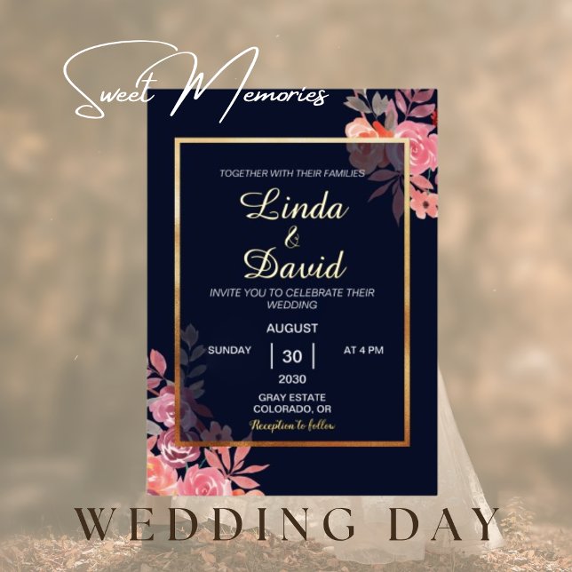 Elegant Gold Modern Pink   Floral Border Wedding (Creator Uploaded)