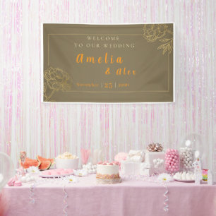 Elegant Gold Modern Wedding Celebration Decor Bann Banner