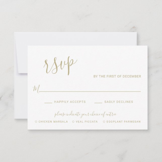 Elegant Gold Modern Wedding RSVP Card (Front)