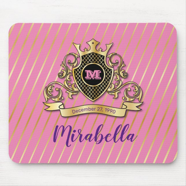 Elegant Gold Monagram Fashioned Mouse Pad (Front)