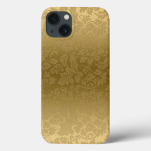 Elegant Gold Monochromatic Floral Damasks Pattern iPhone 13 Case