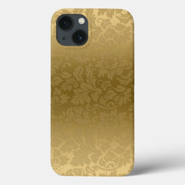 Elegant Gold Monochromatic Floral Damasks Pattern Case-Mate iPhone Case (Back)