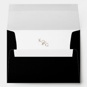 Elegant Gold Monogram Black & White Wedding Envelope