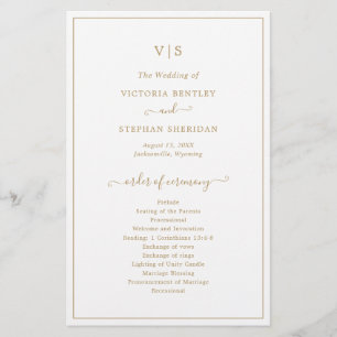 Elegant Gold Monogram Budget Wedding Program