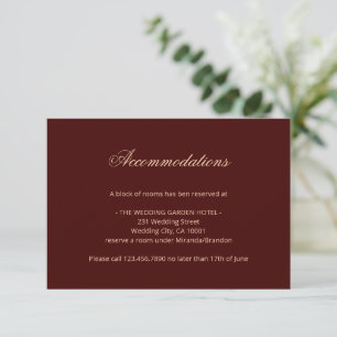 Elegant Gold Monogram Burgundy Information Card