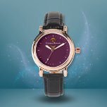 Elegant Gold Monogram Burgundy Modern Watch<br><div class="desc">Elegant Burgundy Gold Monogram Watch.
The gold design and monogram brings an elegant touch to the watch. 
Personalize by adding your initial and name.
Great as a personalized gift for family and friends.</div>