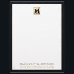 Elegant Gold Monogram Business Letterhead<br><div class="desc">Make a lasting impression with this Elegant Gold Monogram Business Letterhead. Featuring a refined black and gold monogram design, this letterhead exudes professionalism and elegance. Customize it with your company name and contact details to convey a strong brand identity. Elevate your correspondence and project an image of expertise and distinction...</div>