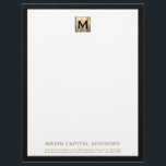 Elegant Gold Monogram Business Letterhead<br><div class="desc">Make a lasting impression with this Elegant Gold Monogram Business Letterhead. Featuring a refined black and gold monogram design, this letterhead exudes professionalism and elegance. Customize it with your company name and contact details to convey a strong brand identity. Elevate your correspondence and project an image of expertise and distinction...</div>