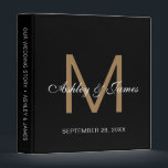 Elegant Gold Monogram Calligraphy Black Wedding Binder<br><div class="desc">Chic wedding album or planner with your stylish monogram initial in gold and your names in white elegant handwritten script calligraphy on a black background. Simply add your names, monogram and wedding date. A beautiful wedding keepsake gift album for all your wedding photos and memories. Exclusively designed for you by...</div>