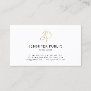 Elegant Gold Monogram Clean Beautiful Plain Top Business Card