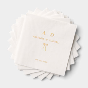 Elegant Gold Monogram Couple Initial Wedding Foil Napkins