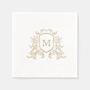 Elegant Gold Monogram Crest Custom Wedding Napkin
