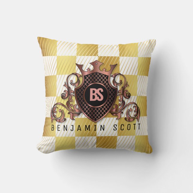 Elegant Gold Monogram Design Thow Pillow (Front)
