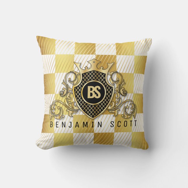 Elegant Gold Monogram Design Thow Pillow (Front)