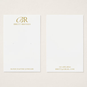 Elegant Gold Monogram Earring Display Card