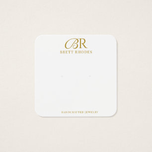 Elegant Gold Monogram Earring Display Card