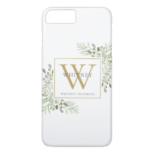 Elegant Gold Monogram Greenery Modern Case-Mate iPhone Case