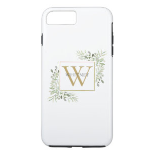 Elegant Gold Monogram Greenery Personalized  Case-Mate iPhone Case