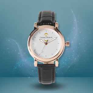 Elegant Gold Monogram Grey Modern Watch