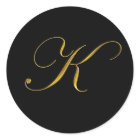 Elegant Gold Monogram K Envelope Seal