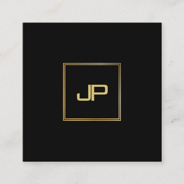 Elegant Gold Monogram Luxurious Modern Template Square Business Card (Front)