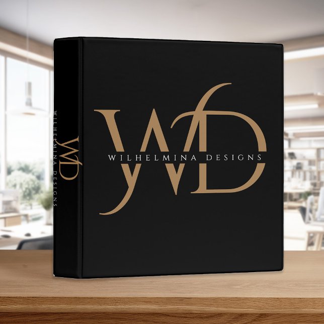 Elegant Gold Monogram Luxurious Typography Black 3 Binder (Elegant Gold Monogram Luxurious Typography Black 3 Ring Binder)