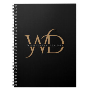 Elegant Gold Monogram Luxurious Typography Black Notebook