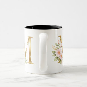 Elegant Gold Monogram M Mug