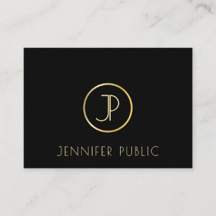 Elegant Gold Monogram Modern Black Template Top Business Card