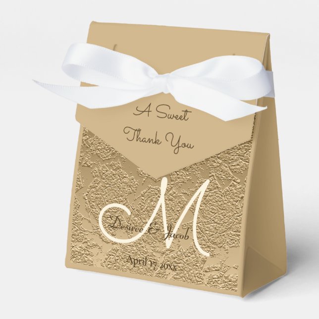 Elegant Gold Monogram Modern Wedding Favor Box (Front Side)