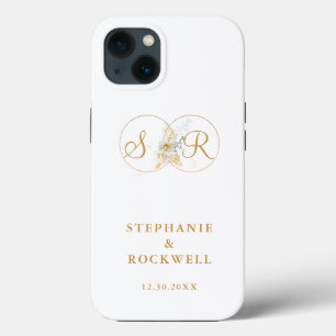 Elegant Gold Monogram Name Initial Wedding iPhone 13 Case