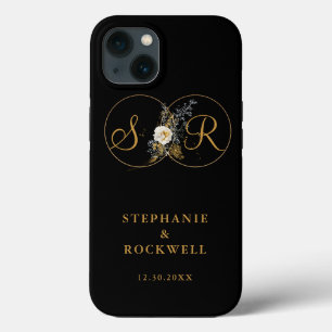 Elegant Gold Monogram Name Initial Wedding iPhone 13 Case