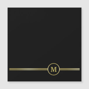 Elegant gold Monogram on black  Magnetic Card