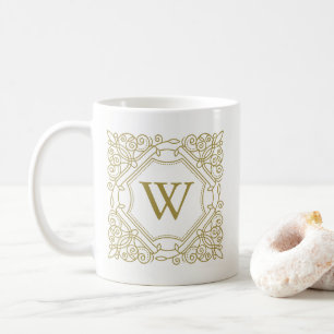 Elegant Gold Monogram Ornamental Frame Coffee Mug
